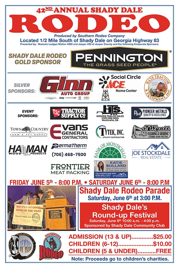 2026 Shady Dale Rodeo Poster