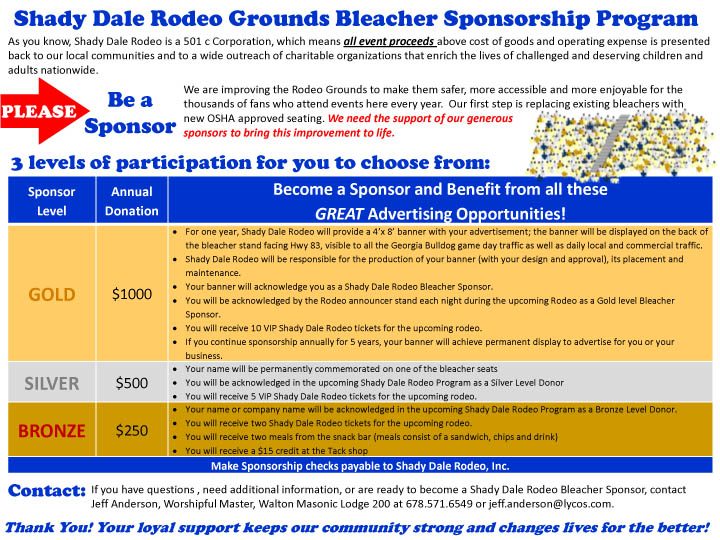 Shady Dale Rodeo Sponsorship